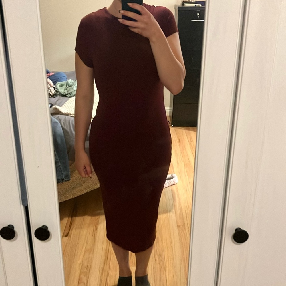 Elegant Burgundy Women's Dress